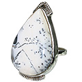 7250: Silver Setting white dendrite opal  american-southwest rings