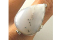 7259: Silver Setting black,white dendrite opal  drop rings