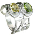 8156: Silver Setting green,yellow peridot  gothic-medieval rings
