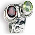 Design 8157: green,red garnet rings