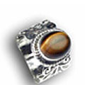 8160: Silver Setting brown tiger eye  gothic-medieval rings