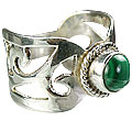 8286: Silver Setting green malachite rings