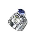 8288: Silver Setting blue,yellow iolite rings