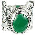 8308: Silver Setting green onyx rings