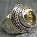 8312: Silver Setting yellow citrine  mens rings