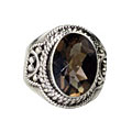 8315: Silver Setting brown smoky quartz  gothic-medieval rings