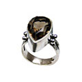 8330: Silver Setting brown smoky quartz  drop rings