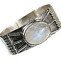 8444: Silver Setting white moonstone  mens rings