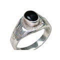 8513: Silver Setting Black onyx  mens rings