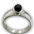 8696: Silver Setting black onyx solitaire rings