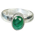 8719: Silver Setting green malachite rings
