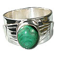 8726: Silver Setting green malachite rings