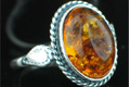 8895: Silver Setting yellow amber vintage rings