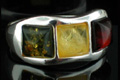 8900: Silver Setting yellow,multi amber rings