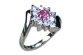 8980: Silver Setting pink,white ruby rings