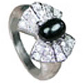 8982: Silver Setting black,white onyx rings