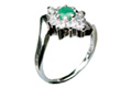 8986: Silver Setting Green, White emerald rings