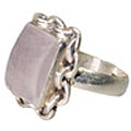 9167: Silver Setting pink rose quartz rings