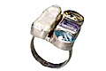 9180: Silver Setting White, blue,  purple mother-of-pearl  contemporary rings