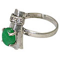 9407: Silver Setting green,white emerald  estate rings