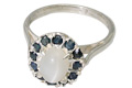 9416: Silver Setting White, Blue moonstone  engagement rings