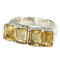 9520: Silver Setting Yellow citrine  art-deco rings