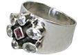 9987: Silver Setting Blue, Pink aquamarine  flowers rings