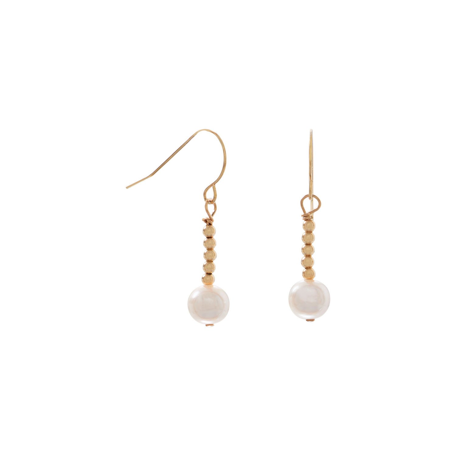 14 Karat Gold French Wire Beaded and Cultured Freshwater Pearl Earrings ...